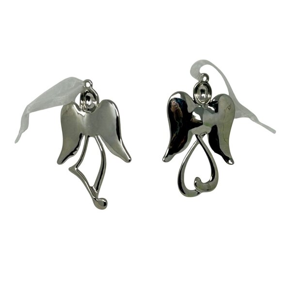 Silver Plated Angel Ornaments With Gemstones - Vintage - Picture 2 of 4